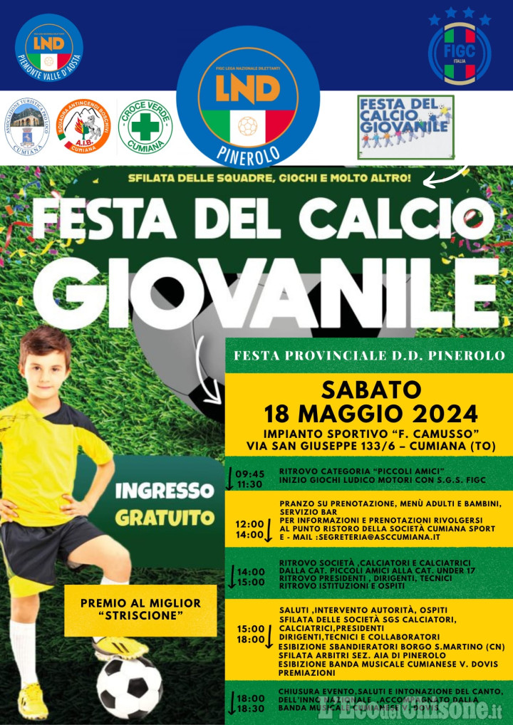 Sabato a Cumiana la festa del calcio giovanile per oltre 30 società