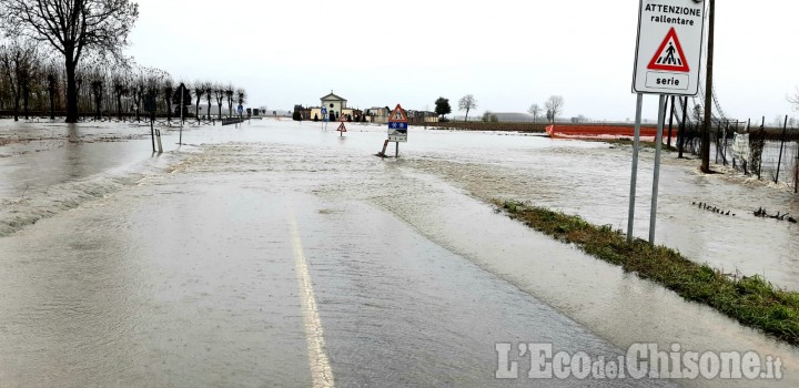 Virle: esondato il Lemina, strade chiuse