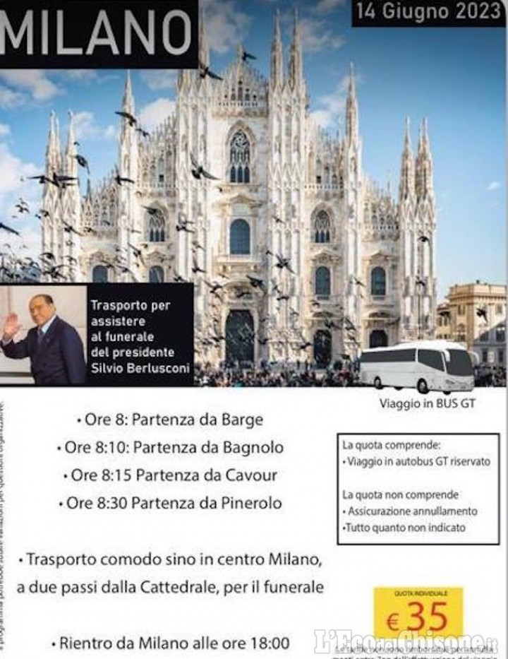 Ai funerali di Berlusconi col bus turistico