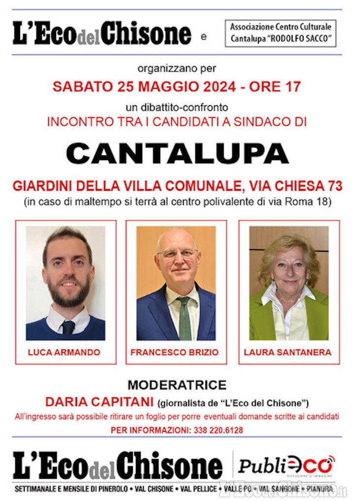 Cantalupa: oggi il confronto tra candidati sindaco al Centro polivalente