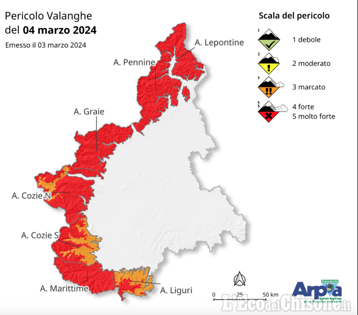 Maltempo: allerta arancione sulle montagne del Piemonte nord occidentale