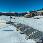 Sestriere: la prima neve sulle piste con i lavori in corso per l'Audi FIS Ski World Cup del 22 e 23 febbraio